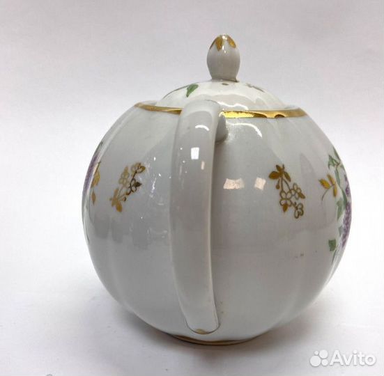Чайник заварочный фарфоровый СССР Сирень Дулево