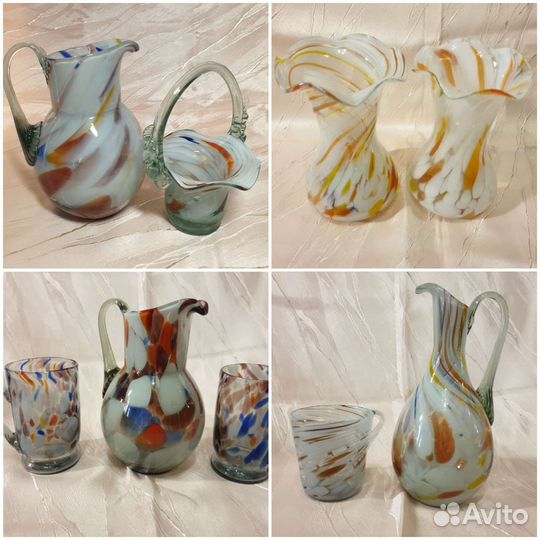 Кувшин кружка конфетница ваза гутное стекло