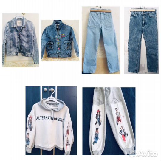 Джинсовая куртка и джинсы, спор.костюм на девочку