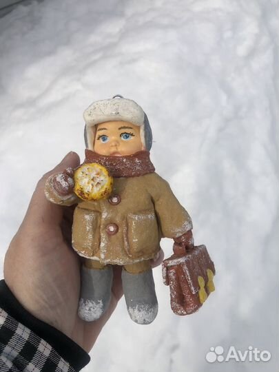 Ватная, елочная игрушка