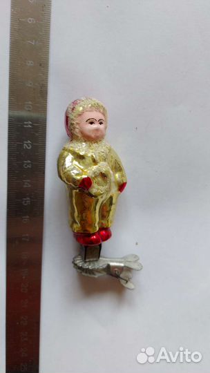 Елочные игрушки СССР редкая девочка с погремушкой