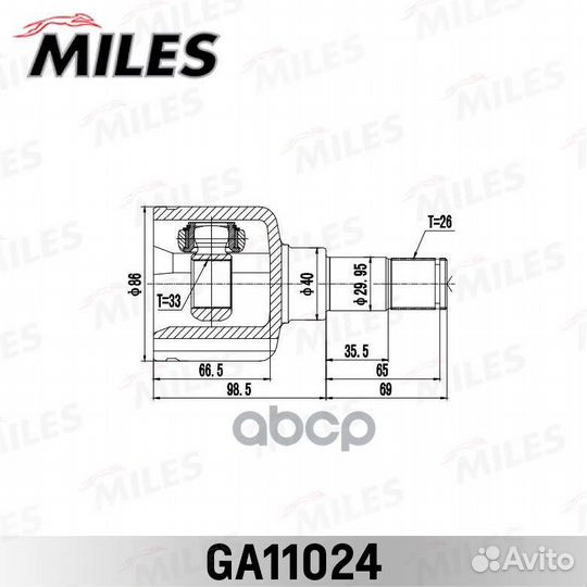 Шрус внутренний левый ford mondeo 00-07 GA11024