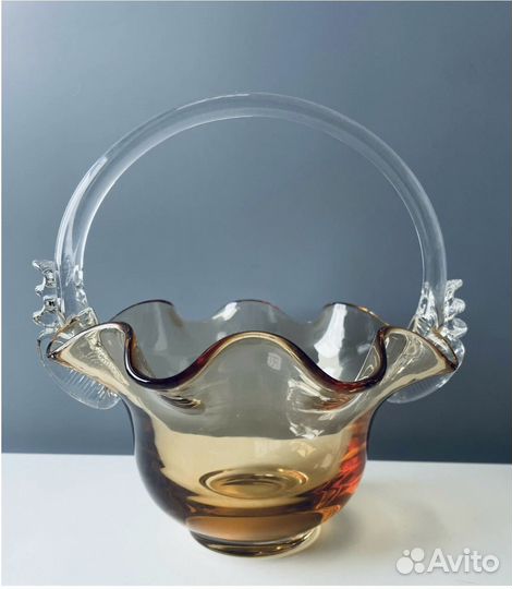 Ваза Корзинка конфетница цветное стекло СССР