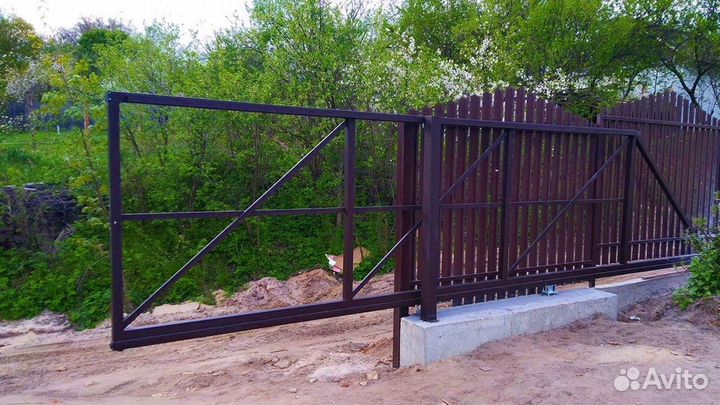 Установка откатных ворот