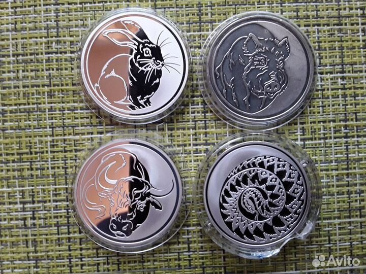 Монета 3 рубля серебряная Кролик