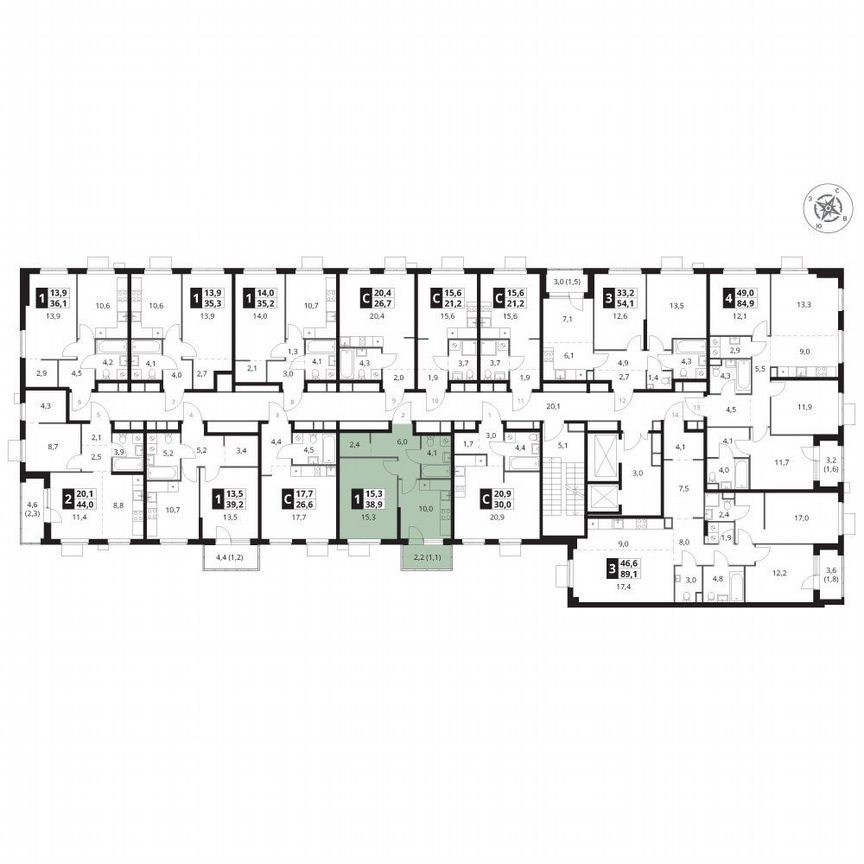 1-к. квартира, 38,9 м², 7/15 эт.