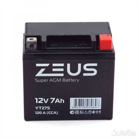 Аккумулятор zeus super AGM 7 Ач о.п. (YTZ7S)