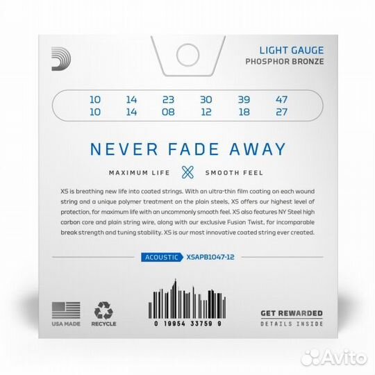 Струны 10-47 D'Addario xsapb1047-12 Phosphor Bronz