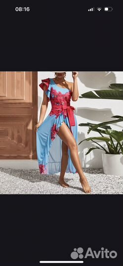 Новый с биркой слитный купальник и юбка-парео