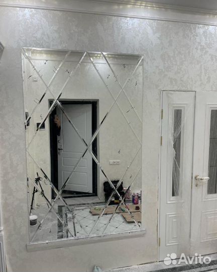 Зеркало стекло ромбик панно