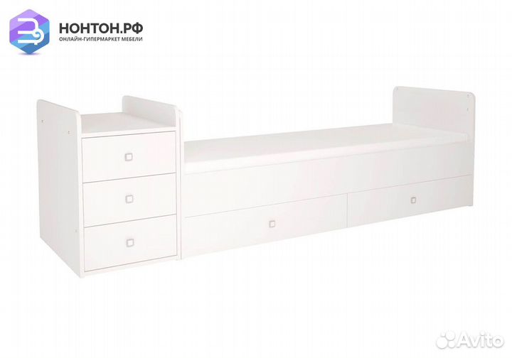 Кроватка детская Simple 1100 с комодом белый