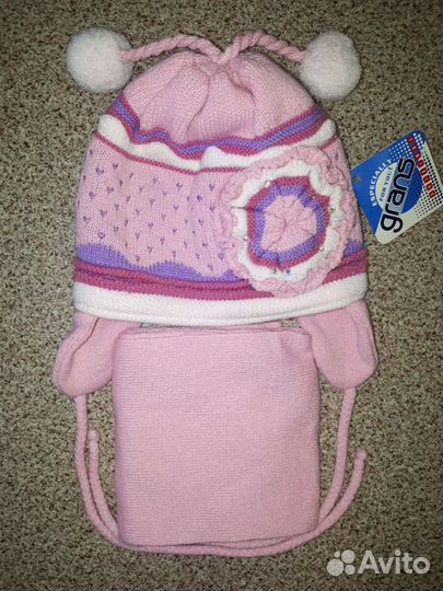 Новая зимняя шапка с шарфом 48-52 р-р Польша