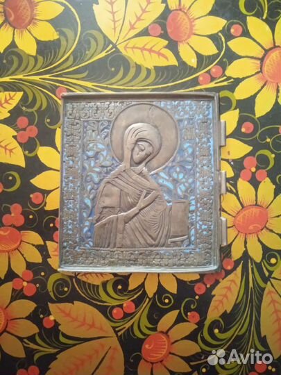 Латуная створка.Церковное литье Богородица