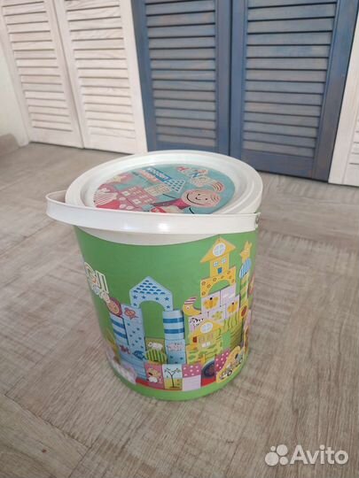 Деревянный конструктор цветные кубики 98шт