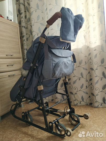 Санки-коляска galaxy glory gloss с колесами