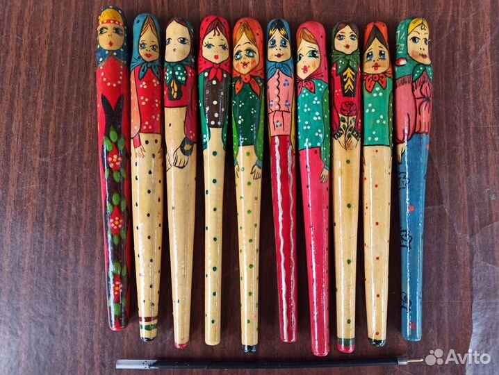 Матрёшки ручки сувенирные дерево