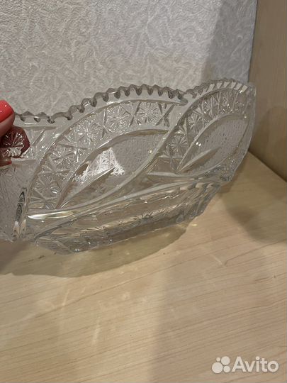 Хрустальная ваза ладья