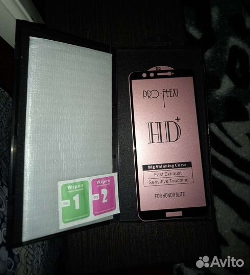 Защитное стекло Honor 9 Lite Black новое