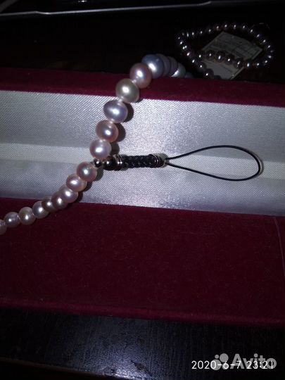 Бусы натур.жемчуг с петлёй для телеф(можно убрать)