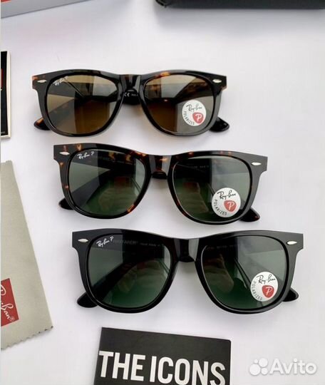 Очки ray ban wayfarer polaroid черные