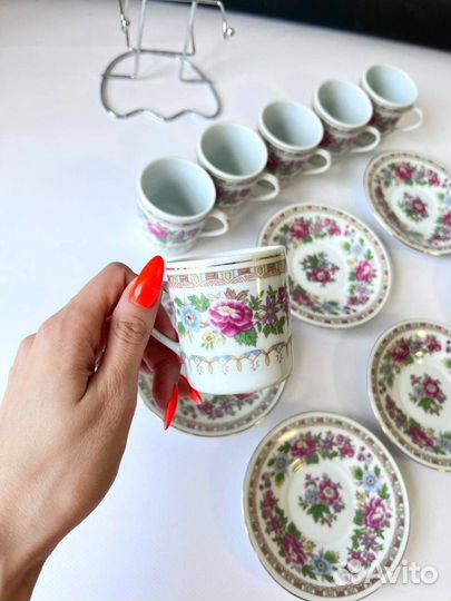 Сервиз кофейный на 6 персон, чашки и блюдца