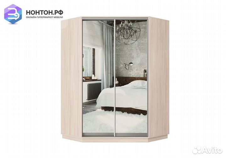 Шкаф-купе угловой двухдверный Гермес ясень шимо св