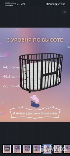 Детская кроватка трансформер 9 в 1