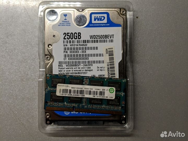 Жесткий диск 250 + ddr3 2gb