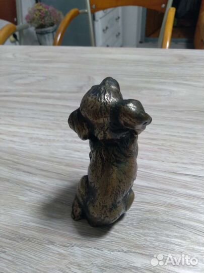 Бронзовая статуэтка собачка антиквариат