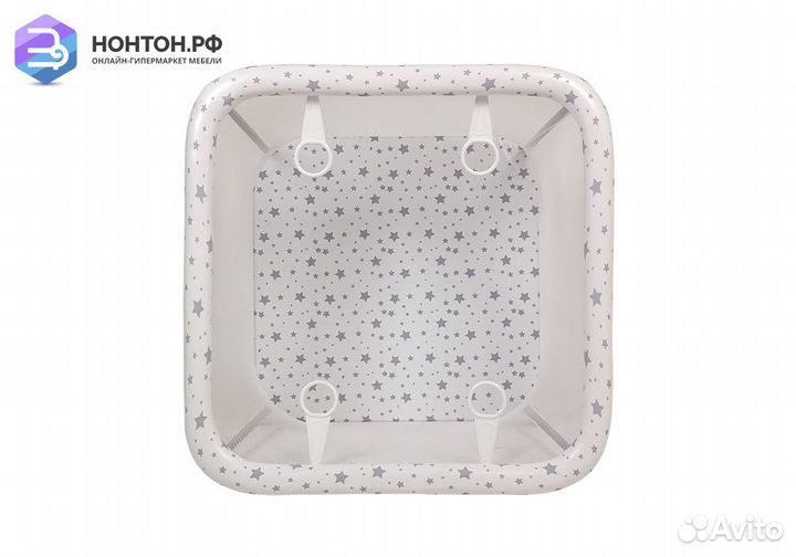 Манеж Квадрат принт Звезды / белый / серый