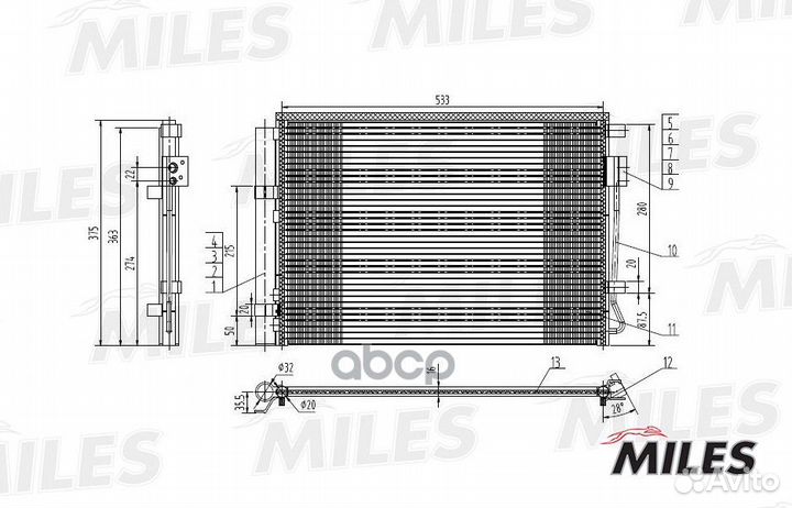 Конденсер hyundai solaris / KIA RIO 1.4/1.6 10