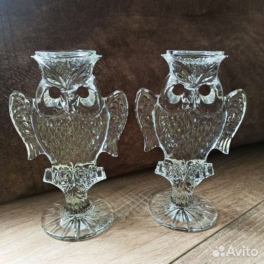 Хрустальные подсвечники Совушки, СССР