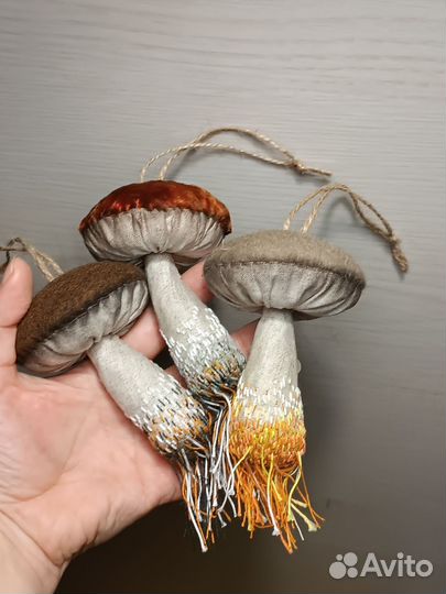 Грибы ёлочные игрушки ручной работы