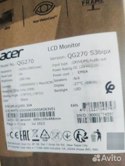 Игровой монитор Acer nitro 27