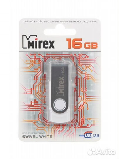 Флешка USB Mirex Swivel White 16Gb
