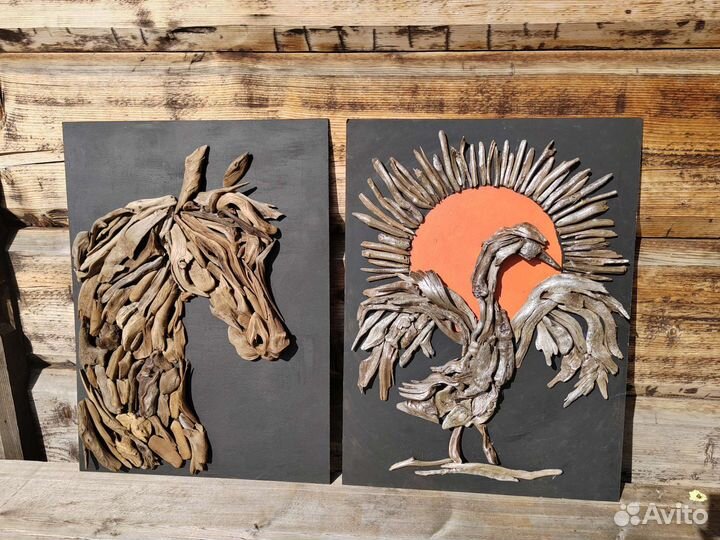 Картина дрифтвуд, панно из коряг