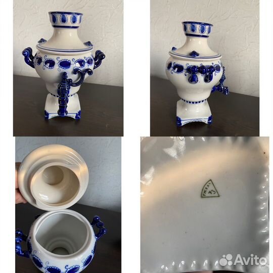 Гжель самовар, заварной чайник, кувшин