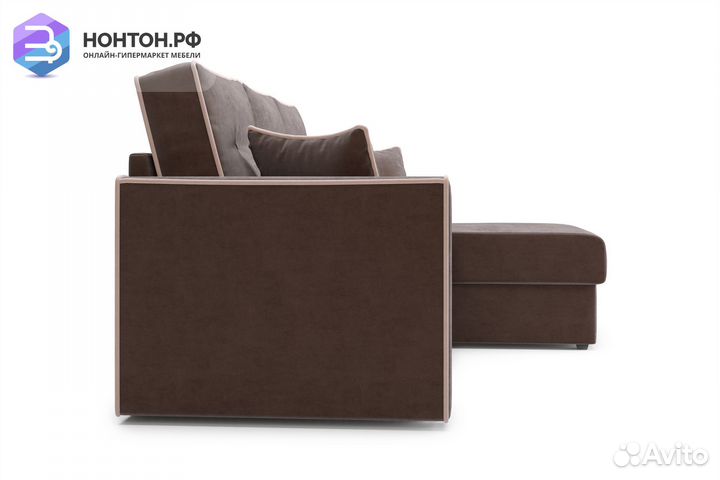 Диван угловой дельфин Леон коричневый