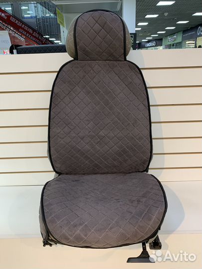 Накидки на сиденья алькантара с боками серые пара