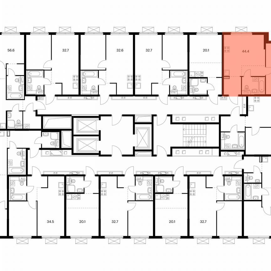 1-к. квартира, 44,4 м², 14/19 эт.