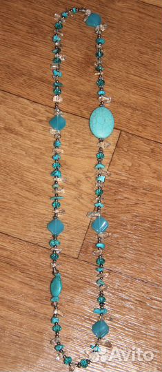 Бусы длинные бирюза чешское стекло