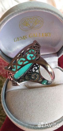Перстень.Серебро.Черный родий.Хризопраз