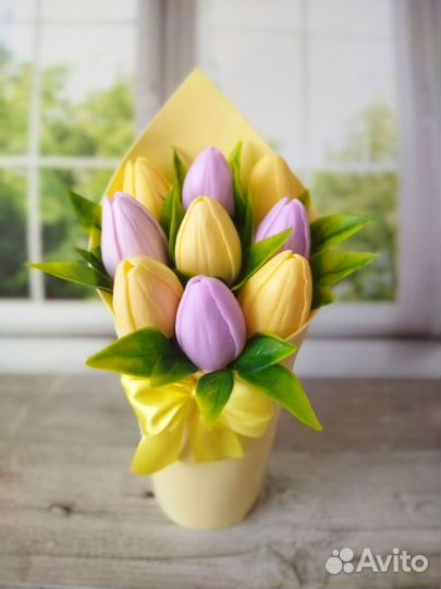 Букет тюльпанов из мыла ручной работы