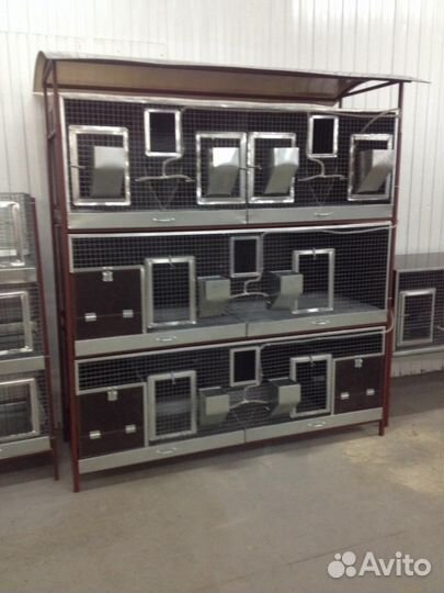 Клетки для кроликов 3 яруса, выдвижные поддоны