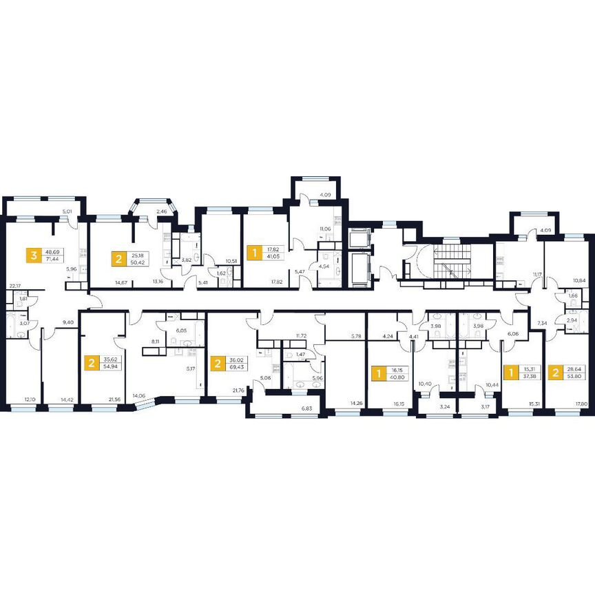 3-к. квартира, 71,4 м², 2/15 эт.