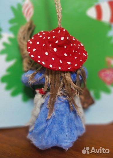 Ватная ёлочная игрушка Баба Яга