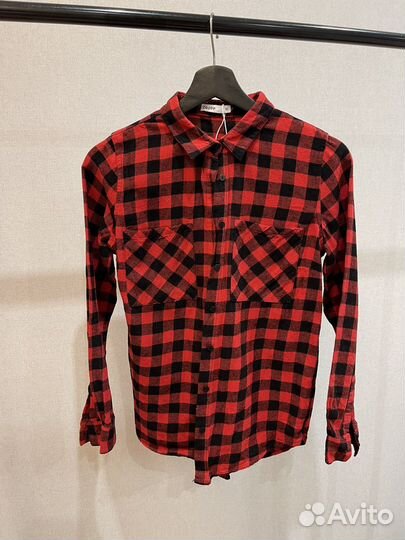 Женская рубаха в клетку красная xs cropp