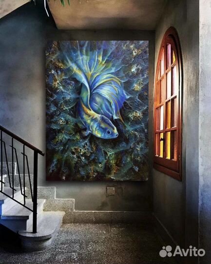 Картины Рыба маслом на холсте в интерьер