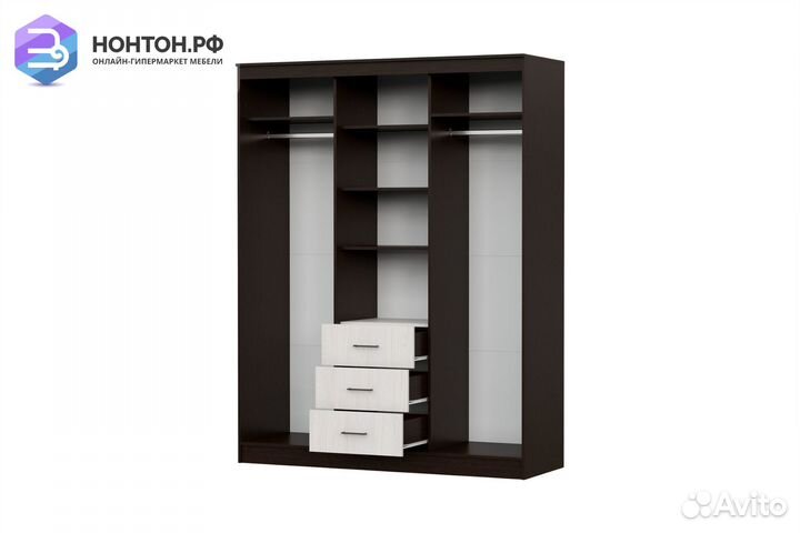 Шкаф-купе Канкун дуб венге / ясень анкор светлый