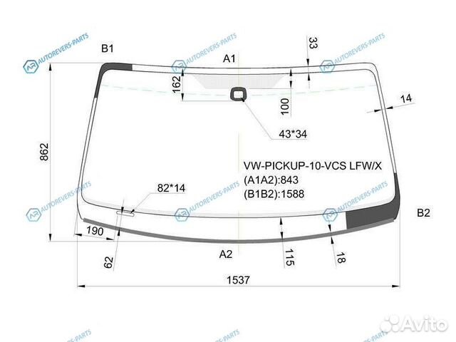 VW-pickup-10-VCS lfwx Стекло лобовое + дд volkswag